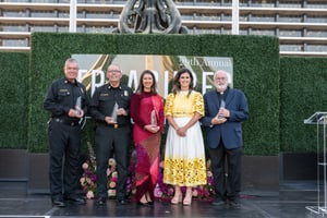 Guests attend and enjoy the Central City Association’s “Treasures of Los Angeles” event, gathering in a lively setting to connect, celebrate, and participate in the program.